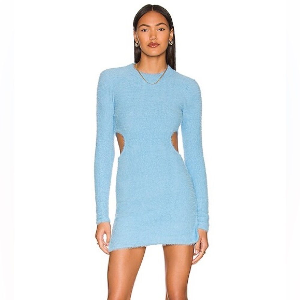 Hansen & Gretel Camilla Cornflower Blue Cutout Knit Mini Dress Size L